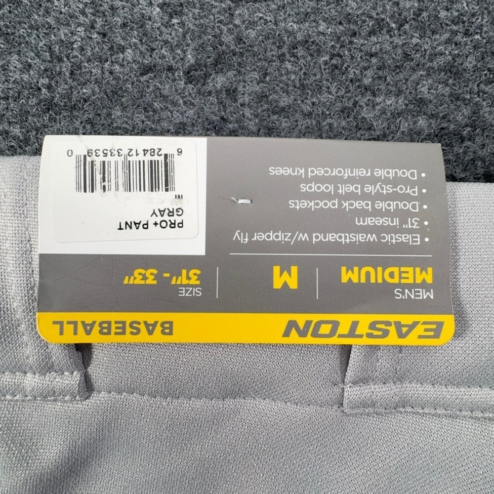 Easton Mens Pro+ Baseball Pants Gray Double Reinforced Knee Medium New - Picture 4 of 9